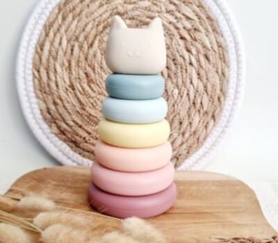 Chat en forme de tour empilable en silicone